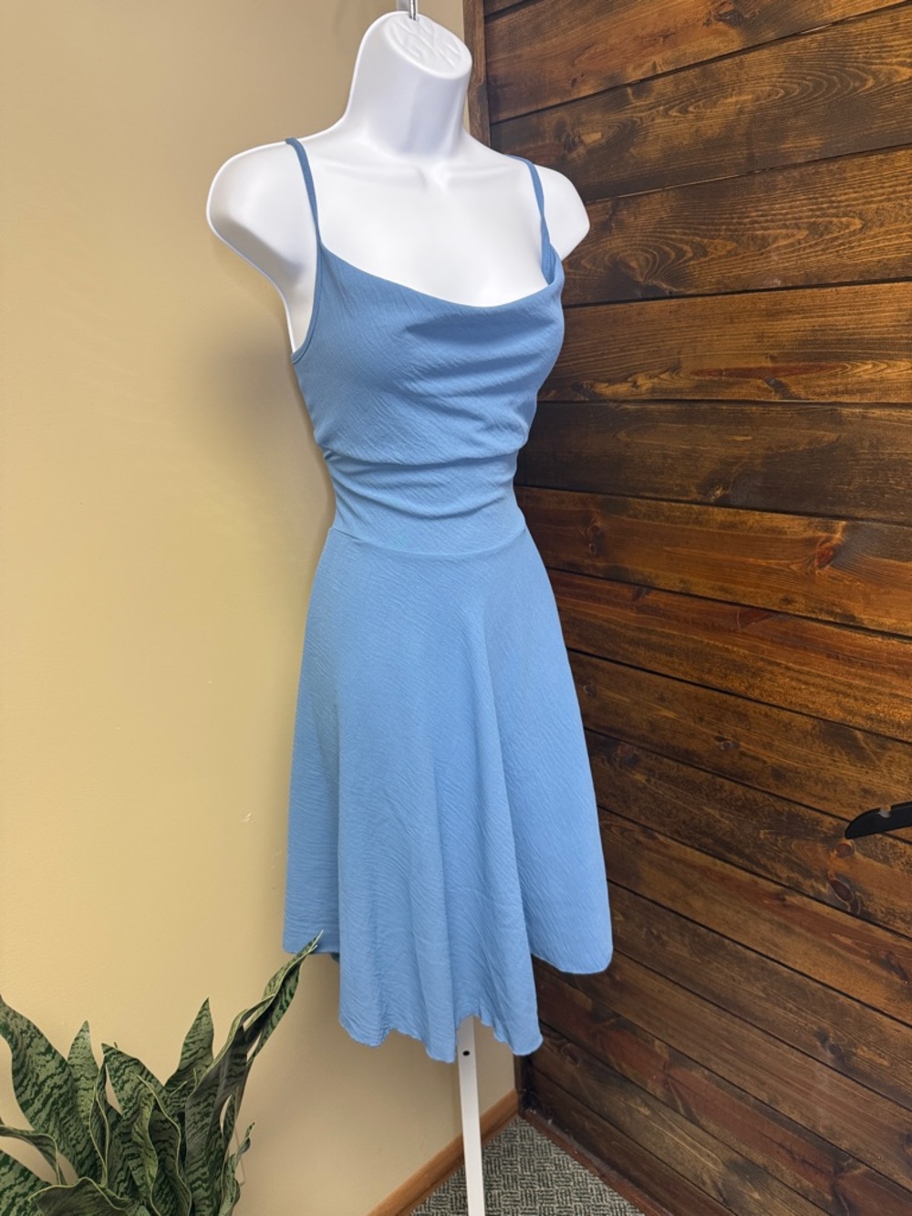 See You Monday Light Blue Spaghetti Strap A-Line Dress Size L